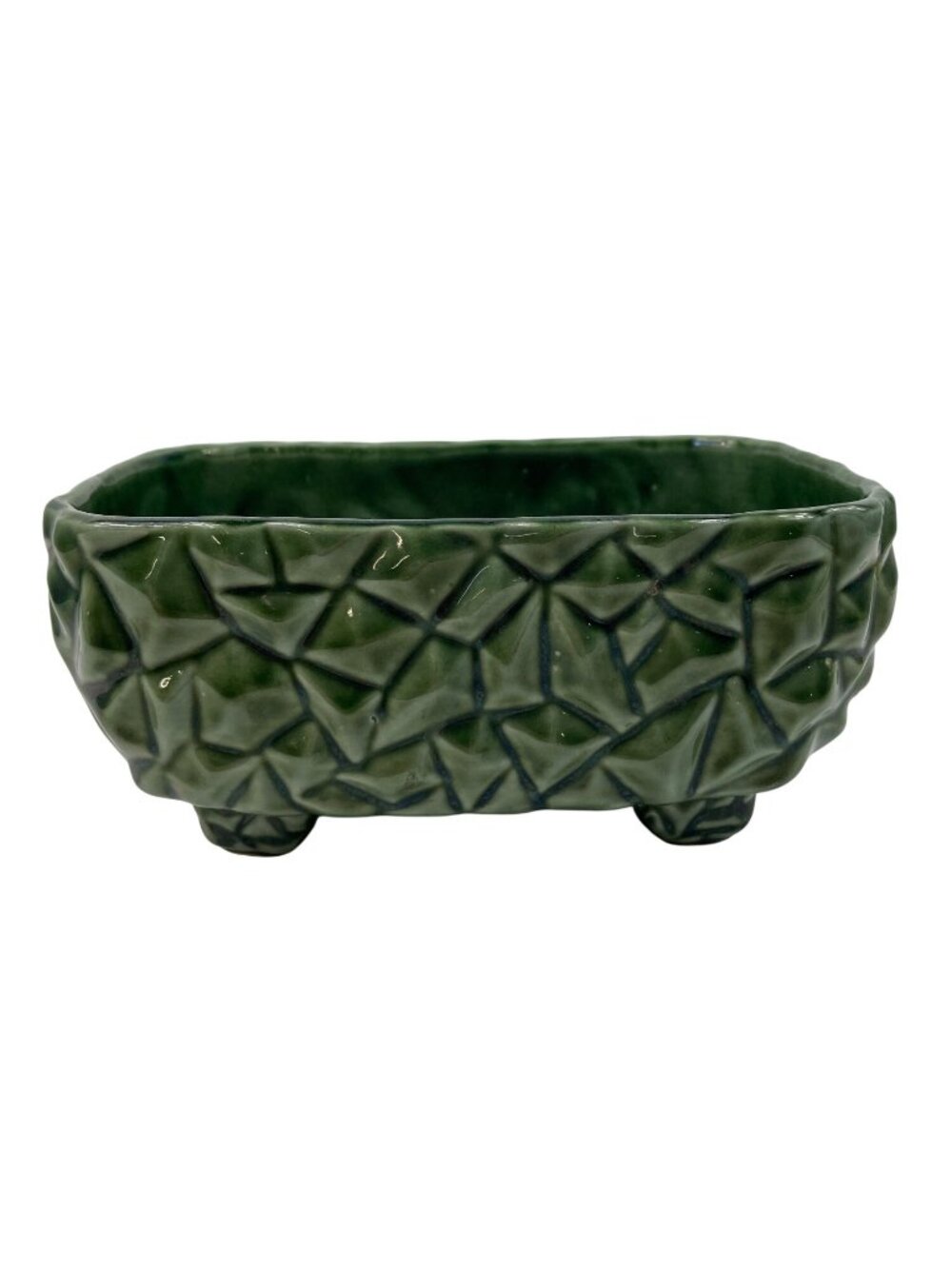 Vintage McCoy Pottery Green Rectangular Planter With Textured Design